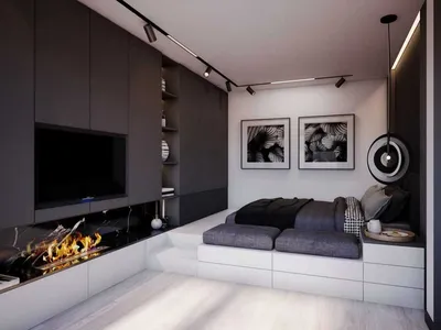 Гостиная-спальня 22 кв.м в современном стиле ➤ смотреть фото дизайна  интерьера