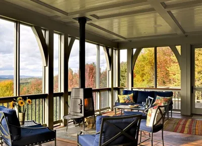 Закрытая веранда на даче фото интерьер | Traditional porch, Screened porch  designs, Porch design