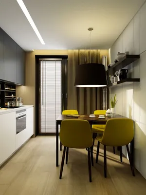 Дизайн однокомнатной квартиры: Маленькая кухня от Макса Касымова, 9 кв.м. |  Sala de design de interiores, Interior de cozinha, Cozinhas modernas