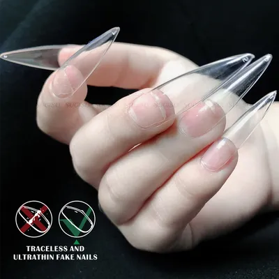 Прозрачные типсы для ногтей XXL, накладные ногти-стилеты ногти, полное  покрытие, нажим на ногти, длинный гроб, инструменты для искусства ногтей,  дисплей 120 шт./пакет - купить по выгодной цене | AliExpress
