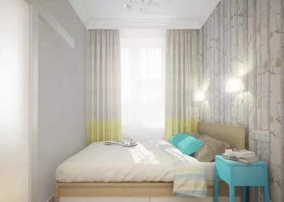 Дизайн узкой спальни - мебель, фото, интерьер