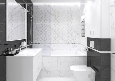 Черно-белая плитка в ванной: идеи, фото | Советы экспертов