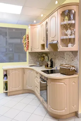 Угловой кухонный гарнитур деревянный из МДФ, ДСП, ДСВ на заказ у  производителя в Москве