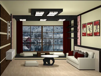 Дизайн-проект квартиры в японском стиле - Чертежи, 3D Модели, Проекты,  Интерьер и мебель