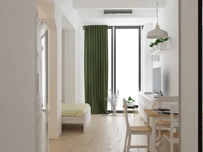 Дизайн-проект светлой квартиры-студии с цветными вставками