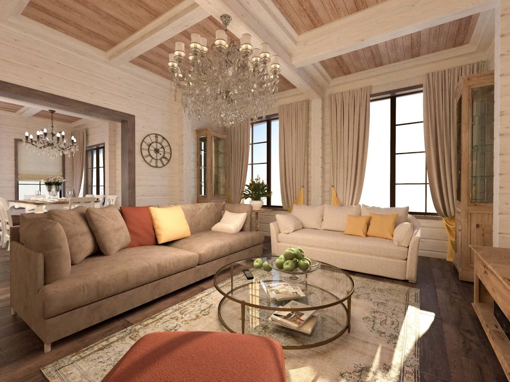 Декор бревенчатых домов - Дизайн интерьера деревянного дома, оформление деревянного