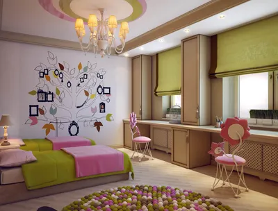 Интерьер детской комнаты с жалюзи в частном доме
