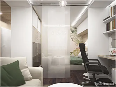 Дизайн проект интерьера 1 комнатной квартиры студии 45м2 с нишей
