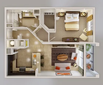 Планировка 2х Комнатной Квартиры: 215+ (Фото) Доступных Схем | План  маленького дома, Чертежи дома, Проектирование дома