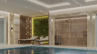 Дизайн элитного бассейна с фитостеной ⋆ Студия дизайна элитных интерьеров  Luxury Antonovich Design