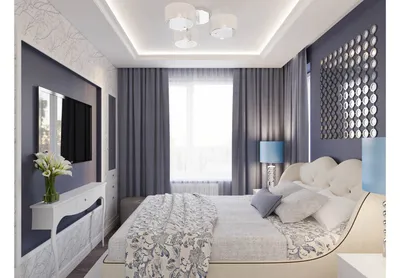 Дизайн спальни прямоугольной формы с балконом - 66 фото