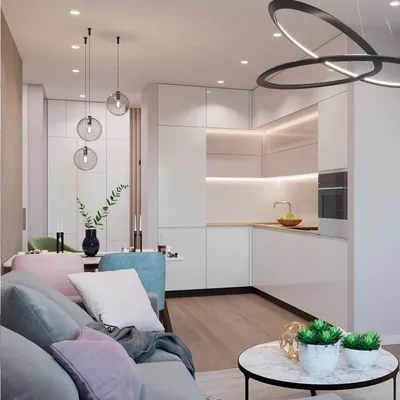 Кухня-гостиная 19,7 м.кв. в 2023 г | Дизайн интерьера, Интерьер, Дизайн