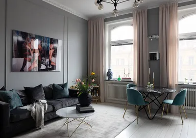 Тёмные тона и спальня в нише: маленькая квартира в Швеции (37 кв. м) 〛 ◾  Фото ◾ Идеи ◾ Дизайн