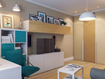 Проект дизайна однокомнатной квартиры 39 кв. м. | Интерьер, Квартира,  Современный интерьер