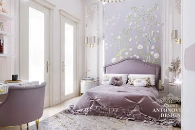 Женская спальня с утонченной фреской ручной работы ⋆ Студия дизайна элитных  интерьеров Luxury Antonovich Design