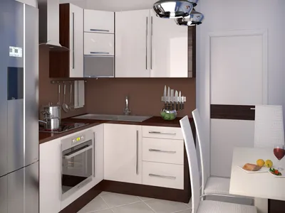 Дизайн маленькой угловой кухни с холодильником - 52 фото