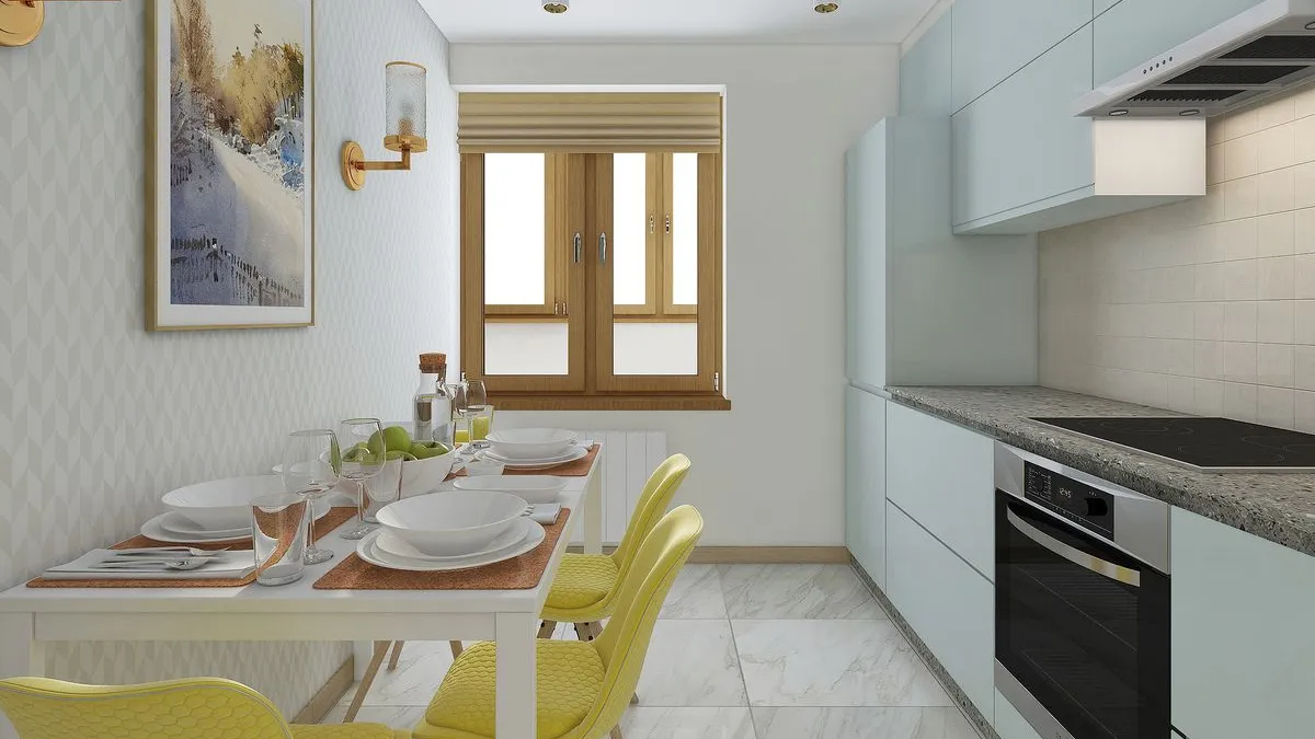 Желтая кухня — интерьер, дизайн.