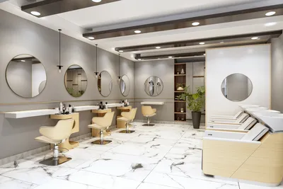Интерьер парикмахерской салона красоты: проект 3D