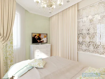 Дизайн проект интерьера спальни-гостиной 18 кв.м. в классическом стиле |  Студия Дениса Серова