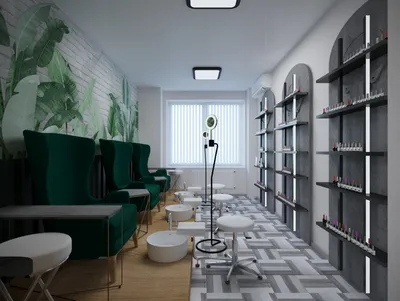 Проект «Зеленый рай» Салон красоты 77 м.кв. - дизайн-студия ХАТА DESIGN