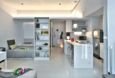Дизайн интерьера квартиры-студии 30 квадратных метров: зонирование,  отделочные материалы, обычную квартиру в студию | iLEDS.ru