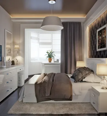 Дизайн прямоугольной спальни с балконом » Картинки и фотографии дизайна  квартир, домов, коттеджей