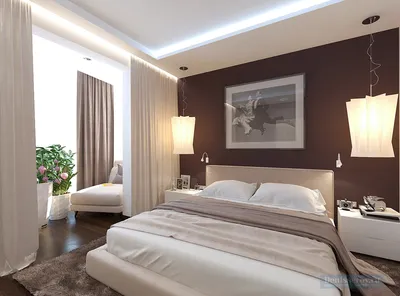 Дизайн спальни 17 кв.м. в стиле минимализм | Студия Дениса Серова