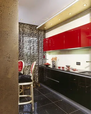 Дизайн кухни в черно красном цвете: фотоподборка интерьеров