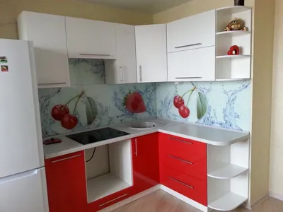 Красно белая маленькая кухня | АК-Мебель
