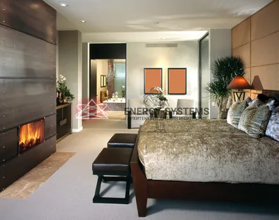 Дизайн спальни с камином • Energy-Systems
