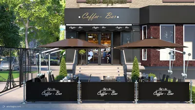 Проект экстерьера кафе-бара «Кофе-бар» | дизайн интерьера Аквилегия