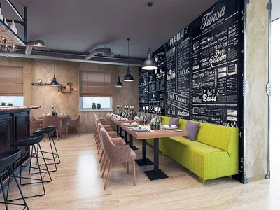 Продуманный дизайн кафе в стиле лофт / Мебель Old-loft.com