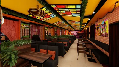 Ресторан/гриль-бара в стиле сочного лофта ~200 кв.м. | 3Dplan.info | Дзен