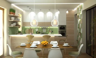 Кухня-столовая в современном стиле, загородный дом — Идеи ремонта