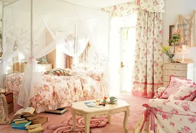 Стиль интерьера - Шебби-шик (Shabby chic) | Спальня с цветами, Розовая  спальня, Старинные спальни