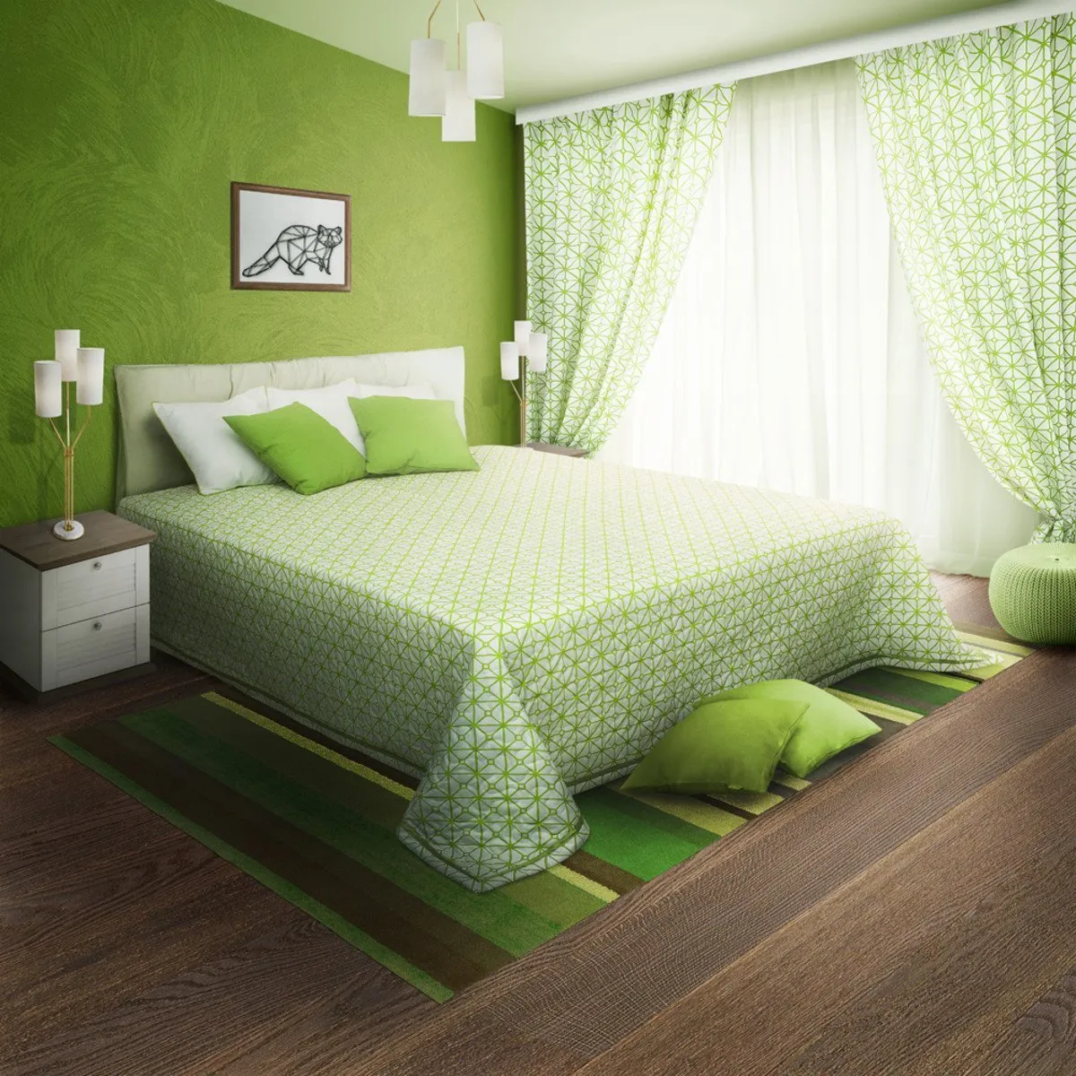Спальня в зеленом цвете