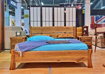Уникальная Кровать Luca Grande Слэб Кантри. Дизайнерская мебель из массива  дуба для спальни