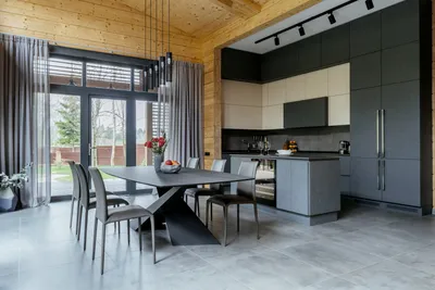 Красивые кухни с деревянным потолком – 135 лучших фото дизайна интерьера  кухни | Houzz Россия