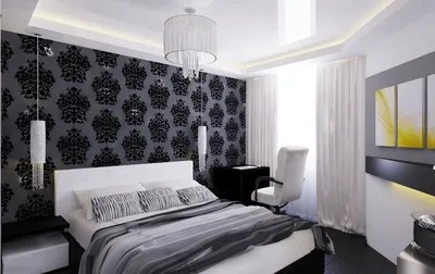 2023 СПАЛЬНИ фото маленькая спальня с темными обоями, Киев, Студия дизайна  интерьера ANNGLI