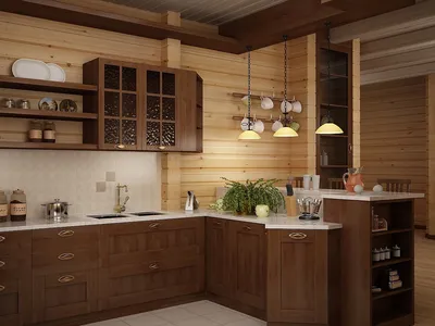 Дизайн кухни в деревянном доме из бруса фото — Блог о строительстве и  ремонте