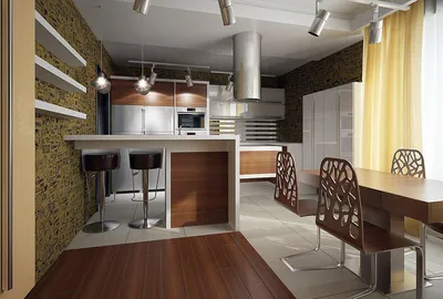 Дизайн кухни в частном доме, оформление интерьера, отделка кухни своими  руками, планировка