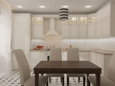 Кухня 13.0 м², стиль Современная классика : купить готовый дизайн-проект  кухни в стиле \"Современная классика\" для жк \"центральный\" - ReRooms