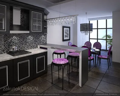 Интерьер кухни-столовой с барной стойкой фото » Картинки и фотографии  дизайна квартир, домов, коттеджей