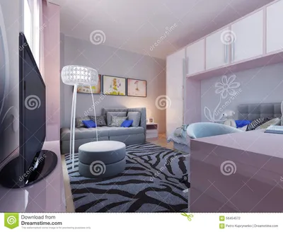 Современный дизайн спальни подростка Стоковое Фото - изображение  насчитывающей уютный, серо: 56454572