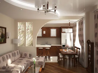 Дизайн маленькой гостиной совмещенной с кухней - 77 фото