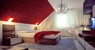 Фото красивой кровати в спальне: бра над ней, картина, полка, фотообои