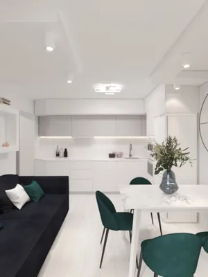 Кухня-гостиная 17.6 м², Современный стиль: купить готовый дизайн-проект  кухни-гостиной в стиле \"Современный\" для жк \"эммануил\" - ReRooms