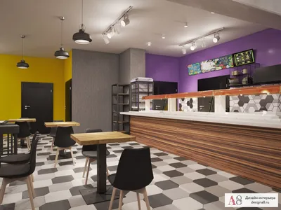 Интерьер кафе-столовой в бизнес-центре – фото и визуализации от студии «А8»