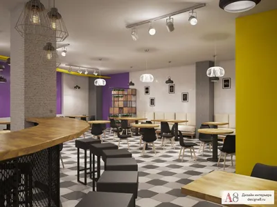 Интерьер кафе-столовой в бизнес-центре – фото и визуализации от студии «А8»