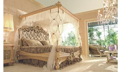 Уютная спальня с балдахином | Премиум Фото